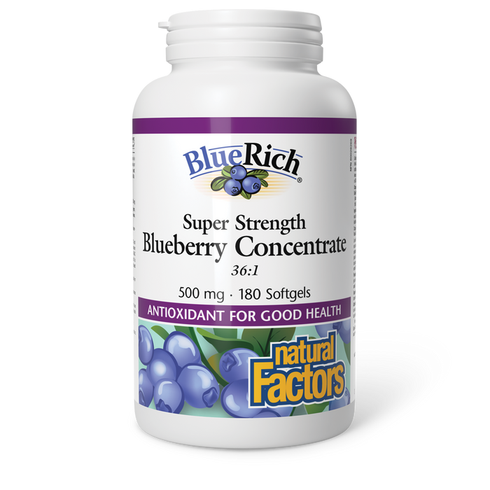 Natural Factors BlueRich® Super Strength Blueberry Concentrate 500 mg 180 Softgels