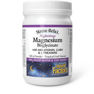 Natural Factors Nighttime Magnesium with Melatonin, GABA & L-Theanine – 120g