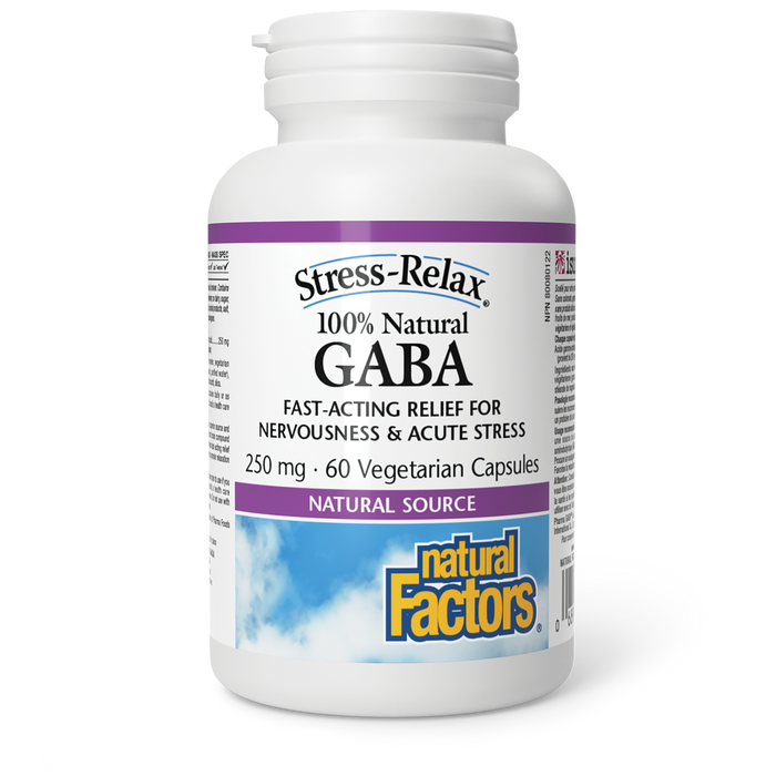 Natural Factors 100% Natural GABA 250 mg 60 Vegetarian Capsules