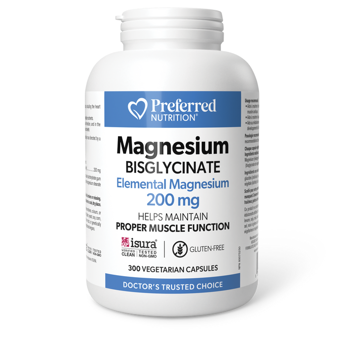 Preferred Nutrition Magnesium Bisglycinate 200 mg 300 Vegetarian Capsules