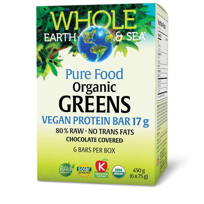 Whole Earth & Sea® Organic Greens Vegan Protein Bar 17 g 6 Bars