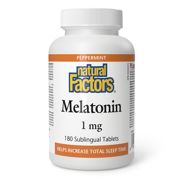 Natural Factors Melatonin 1 mg 180 Sublingual Tablets Peppermint