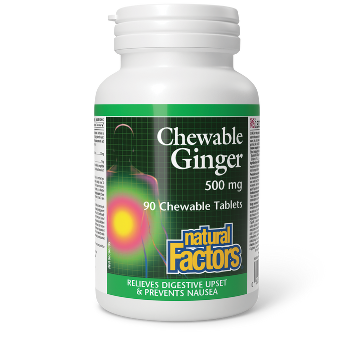 Natural Factors Chewable Ginger 500 mg 90 Chewable Tablets