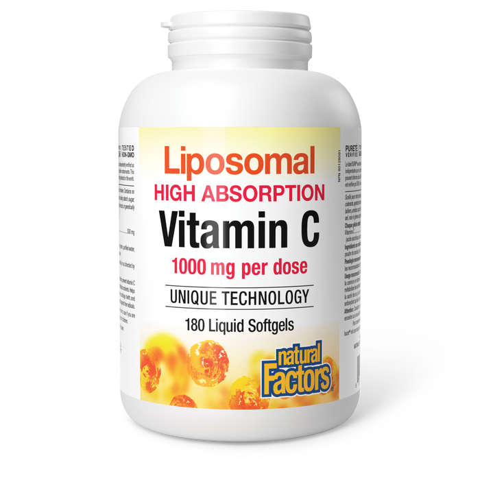 Natural Factors Liposomal Vitamin C High Absorption 1000 mg per dose 180 Liquid Softgels