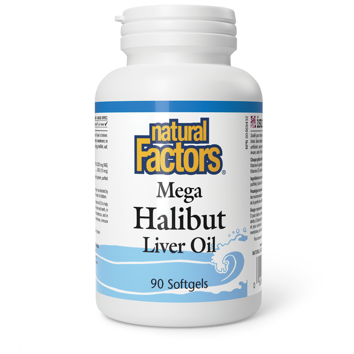 Natural Factors Mega Halibut Liver Oil  90 Softgels